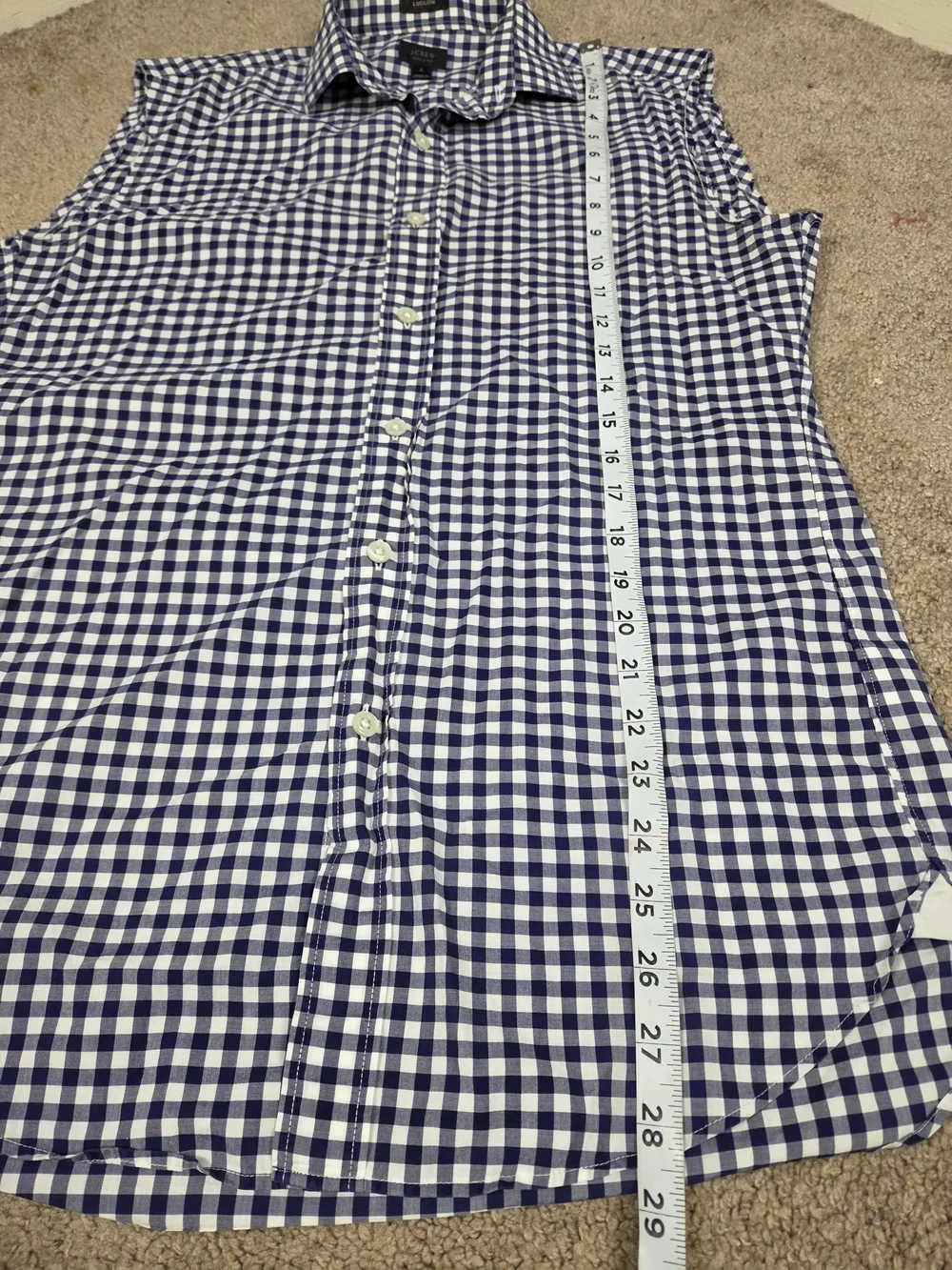 Navy & White Gingham Sleeveless Button-Front Top